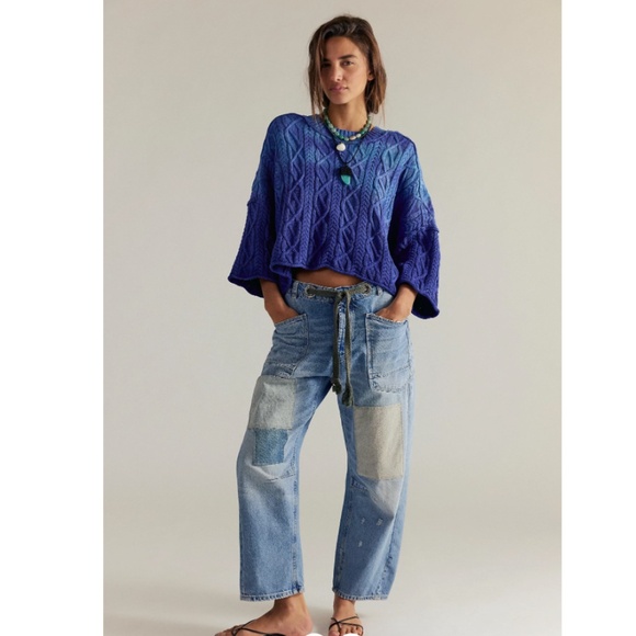 Free People Blue Boyfriend Jeans - Picture 1 of 8